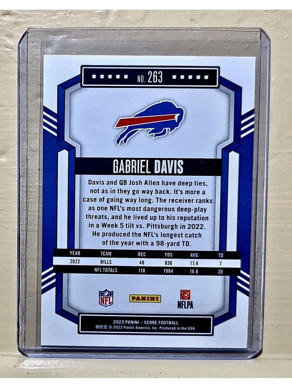 Gabriel Davis 2023 Panini NFL #263 Score Football Card Buffalo Bills